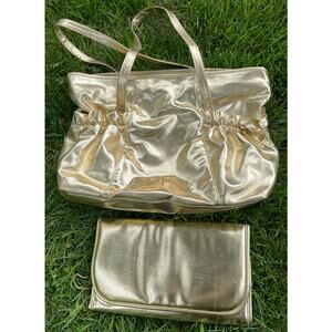 Vintage Carlos Falchi Tote Diaper Bag Metallic Gold